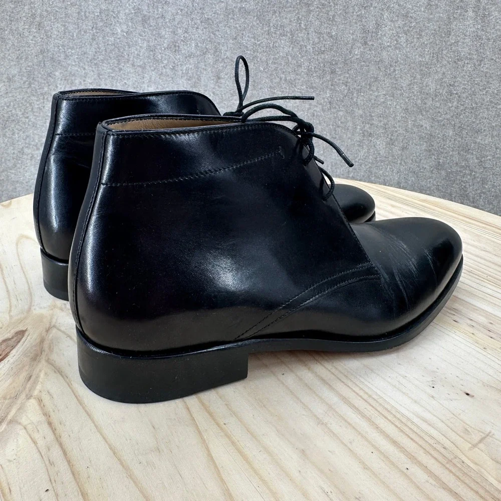 Ace Marks Black Leather Chukka Oxford Boots‎ 9 Ankle Dress Lace Almond Toe Shoes